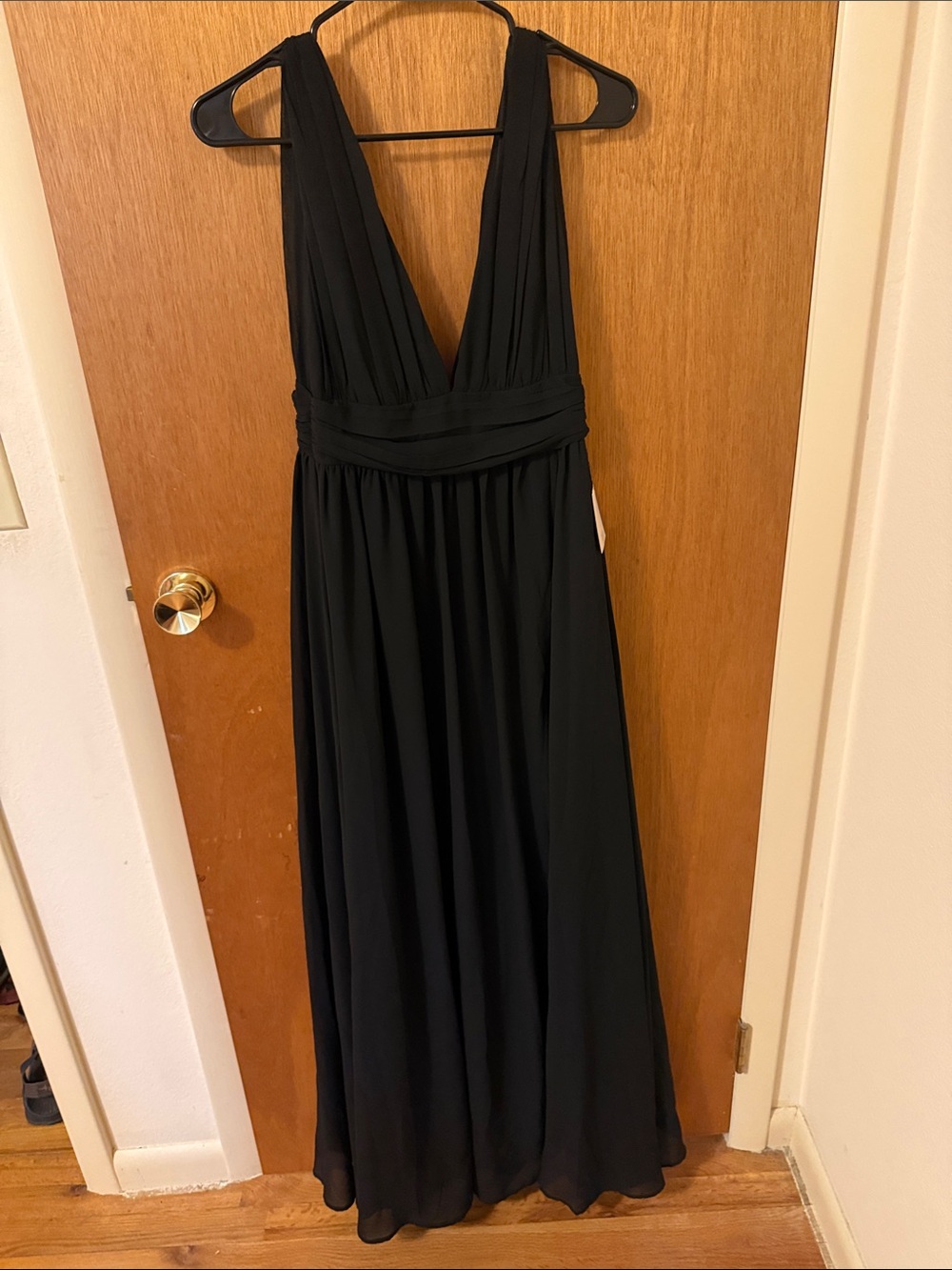Lulu's Black Deep V Maxi Dress
